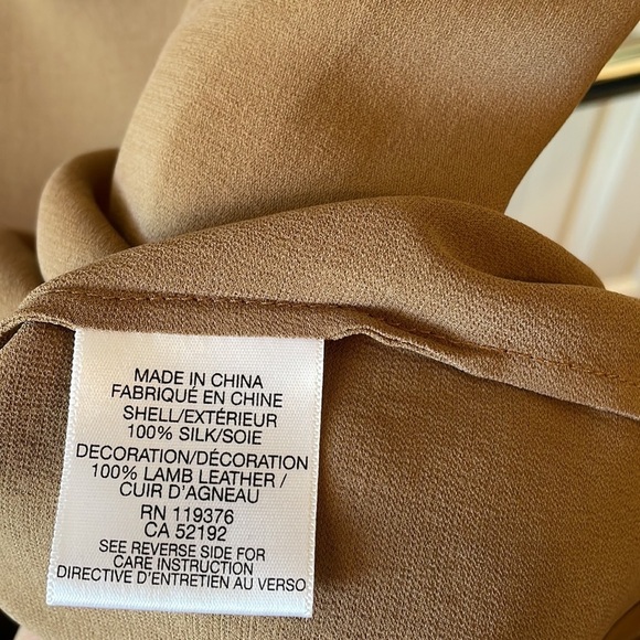 NWT Helmut Lang Asymmetrical Sleeve Silk Blouse in Camel sz S - Picture 14 of 15